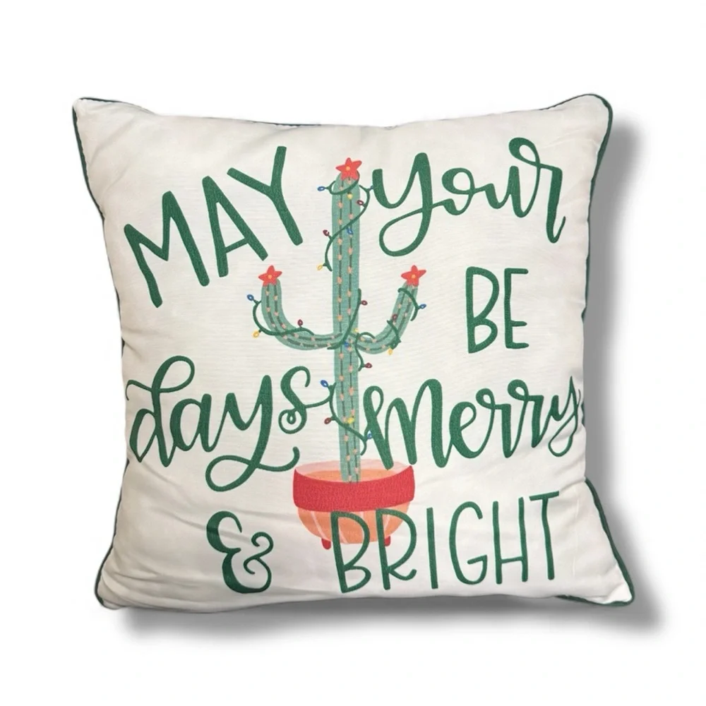 Holiday Pillow with Cactus Design